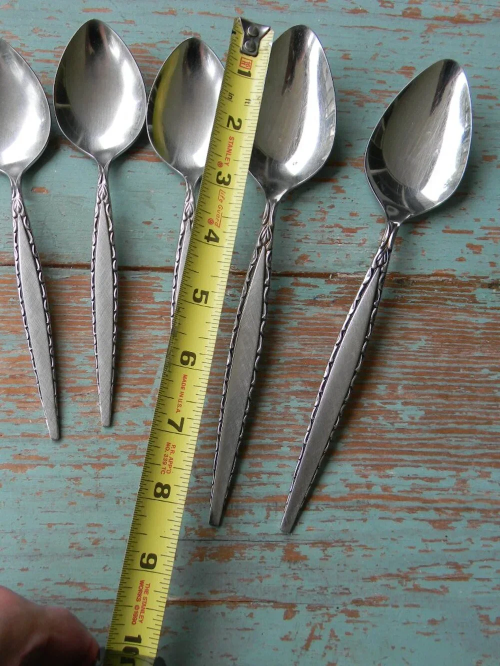 Oneida Community VENETIA Stainless SERVING SPOONS Burnished  Flatware SET 5 LOT